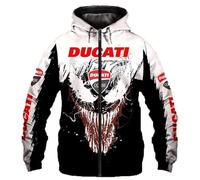 Unisex Hoodies Full Zip Sweatshirts 3D for DUCATI Print Hooded Tops Casual Long Sleeve Motorcycle Hoodie Sports Jumpers with Pockets-F||XXS