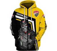 Unisex Hoodies Full Zip Sweatshirts 3D for DUCATI Print Hooded Tops Casual Long Sleeve Motorcycle Hoodie Sports Jumpers with Pockets-C||XXL