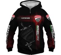 Unisex Hoodies Full Zip Sweatshirts 3D for DUCATI Print Hooded Tops Casual Long Sleeve Motorcycle Hoodie Sports Jumpers with Pockets-M||S
