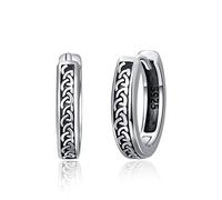 Unisex Hoop Earrings 925 Sterling Silver Small Black Sleeper Earring Hypoallergenic Huggie Earring Jewellery Gifts for Men Women (Celtic Hoop)