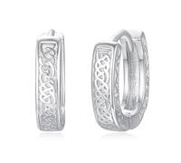 Unisex Hoop Earrings 925 Sterling Silver Small Black Sleeper Earring Hypoallergenic Huggie Earring Jewellery Gifts for Men Women (Celtic Knots Hoop)