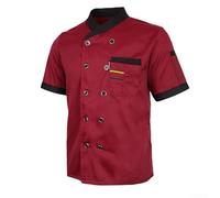 Unisex Hotel Chef Short Sleeve Tops, Chef Jacket Short Sleeve Professional, Chef Jacket With Practical Functions(L Red)