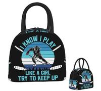 Unisex I Know I Play Like A Gril Try to Keep Up Hockey Lunch Bags Insulated Bento Box Portable Lunch Tote Picnic Bags Cooler Bag Classic Vintage