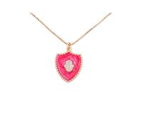 unisex Ins Style Micro Zircon Oil Dripping Creative Shield Shape Lucky Palm Enamel Pendant Party Wedding Jewelry Charms Gift Wholesale gifts