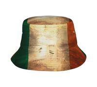 Unisex Irish Flag Print Sun Bucket Hat - Wide Brim Foldable Fishing Hat, Perfect for Travel, Hiking, Beach, and Safari Black
