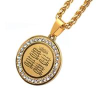 unisex Islamic Zircon Set Scripture Badge Pendant Necklace Eid Fashion Jewelry Gift Accessories For Men And Women Jewelry Accessories