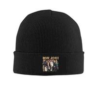 Unisex Jovi Rock Band Bon Beanie Winter Hat with Velvet Applique for Men Women Wonderful Gift for Him/Her