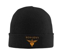 Unisex Jovi Rock Band Bon Beanie Winter Hat with Velvet Applique for Men Women Wonderful Gift for Him/Her