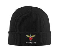 Unisex Jovi Rock Band Bon Beanie Winter Hat with Velvet Applique for Men Women Wonderful Gift for Him/Her