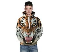Unisex Jumper Pullover Hoodies Hooded Sweatshirt Tops, Morbuy Men's Casual Long Sleeve Sweater T-Shirt Hoody with Pocket - 3D Psychedelic Animal Print