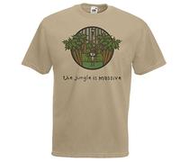 Unisex Khaki The Jungle is Massive Drum & Bass Lyrics Quote T-Shirt [S]