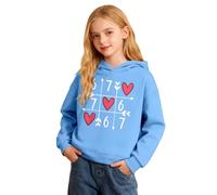 Unisex Kids 67 Hoodies Valentine's Day Heart Print Pullover Funny Six Seven 6 7 Graphic Sweatshirt Casual Long Sleeve Preppy Tops for 2-14 Years Light Blue