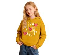 Unisex Kids 67 Hoodies Valentine's Day Heart Print Pullover Funny Six Seven 6 7 Graphic Sweatshirt Casual Long Sleeve Preppy Tops for 2-14 Years Yellow