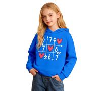 Unisex Kids 67 Hoodies Valentine's Day Heart Print Pullover Funny Six Seven 6 7 Graphic Sweatshirt Casual Long Sleeve Preppy Tops for 2-14 Years Blue
