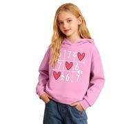 Unisex Kids 67 Hoodies Valentine's Day Heart Print Pullover Funny Six Seven 6 7 Graphic Sweatshirt Casual Long Sleeve Preppy Tops for 2-14 Years Pink