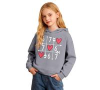 Unisex Kids 67 Hoodies Valentine's Day Heart Print Pullover Funny Six Seven 6 7 Graphic Sweatshirt Casual Long Sleeve Preppy Tops for 2-14 Years Grey