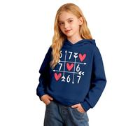 Unisex Kids 67 Hoodies Valentine's Day Heart Print Pullover Funny Six Seven 6 7 Graphic Sweatshirt Casual Long Sleeve Preppy Tops for 2-14 Years Navy