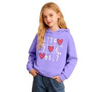 Unisex Kids 67 Hoodies Valentine's Day Heart Print Pullover Funny Six Seven 6 7 Graphic Sweatshirt Casual Long Sleeve Preppy Tops for 2-14 Years Purple