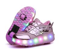 Unisex Kids Boys Girls LED Trainer,LED Light-UP Roller Skates Shoes,7 Colors Light,USB Rechargeable,Single Double Wheels, Retractable/Lightweight Outdoor Sports Cross Shoes Gymnastic Running Sneakers