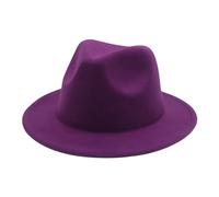 Unisex Kids Fedora Hat Children Jazz Hats Classic Wide Brim Panama Dress Hat for Boys Girls Holiday Party Accessories (Purple, 4-10 Years)