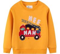 Unisex Kids Firefighter Jumper Yellow Cotton Hoodie Sweatshirt Funny Crocodile Driving Print Tops Outfits 5-6 Years