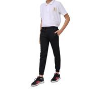 Unisex Kids Fleece Joggers - Soft Black & Grey Jogging Bottoms for Boys & Girls - Comfortable School PE Track Pants, Casual Sportswear, Elastic Waist Trousers (7-8 Year, Black)