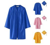 Unisex Kids Graduation Cap and Gown with Tassel Plus Size Bachelor Robe Solid Colour Academic Costume Primary School Primary Leavers Ceremony for Graduation Photography and Performance Blue