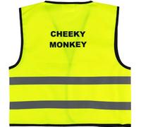 Unisex Kids High Visibility Vest Hi Vis Waistcoat With CHEEKY MONKEY Writing At Back (4/6 Years, Yellow)