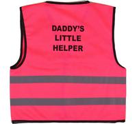 Unisex Kids High Visibility Vest Hi Vis Waistcoat With DADDY'S LITTLE HELPER Writing At Back (0/1 Years, Pink)