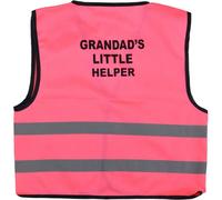 Unisex Kids High Visibility Vest Hi Vis Waistcoat with Grandad's Little Helper Writing at Back (7/9 Years, Pink)