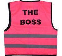 Unisex Kids High Visibility Vest Hi Vis Waistcoat with The BOSS Writing at Back (0-1 Year, Pink)
