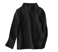 Unisex Kids Long Sleeve Soild Jumper - Soft Crew-Neck Pull-On Tops,Everyday Jog & School Black