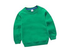 Unisex Kids Long Sleeve Soild Jumper - Soft Crew-Neck Pull-On Tops,Everyday Jog & School Green