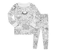 Unisex Kids Paintable Hoodie & Jogger Set, Hand Drawn, Craft, 3-10 Years White