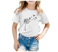 Unisex Kids Print Tee Black Girl Funny T Shirts Top Girls Cute T Shirt Cute Clothes for Girls 1-11 Years Cute Merchandise Holiday Cartoon for Children (Y-White, 12-13 Years)