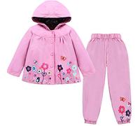 Unisex Kids Raincoat Rainproof Hooded Jacket Children Waterproof Raincoat Boy Girl Windbreaker Trench Coat Children Long-Sleeve Windproof Rainsuit Clothes Hoodies Poncho Suit 2-5 Years Pink