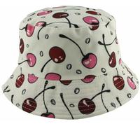 Unisex Kids Reversible Packable Summer Printed Bucket Hat in Cherries White, Size: One Size