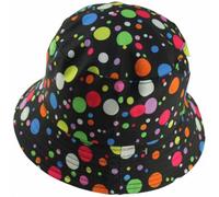 Unisex Kids Reversible Packable Summer Printed Bucket Hat in Dots Black, Size: One Size