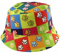 Unisex Kids Reversible Packable Summer Printed Bucket Hat in Paw Print Multi, Size: One Size