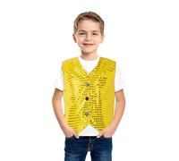 Unisex Kids Sequin Vest Jacket Top for Boys Girls Kids Shiny Dance Vest Sparkly Sequin Jacket Sleeveless Skinny Cardigan Children Role Play Dress Up Party Costume Yellow