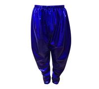 Unisex Kids Summer Trousers Boys Metallic Harem Pants Children's Day Dance Pants Elastic Loose Dancewear Trousers Hip Hop Street Joggers Sweatpants Tracksuit for Age 3-16 Years (Blue, 7-8 Years)