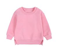 Unisex Kids Sweatshirt Toddler Solid Color Pullover with Slit Hemline Boys Girls Sweatshirt Baby Winter Warm Clothes Fall Solid Casual Long Sleeve Jumper Soft Tops for Kid (Hot Pink-a, 9-12 Months)