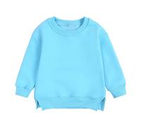 Unisex Kids Sweatshirt Toddler Solid Color Pullover with Slit Hemline Boys Girls Sweatshirt Baby Winter Warm Clothes Fall Solid Casual Long Sleeve Jumper Soft Tops for Kid (Blue-a, 2-3 Years)