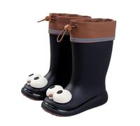 Unisex Kids Wellies Drawstring Top Cuffs Cute Big Eyes Waterproof Lightweight Rainboots Slip On Rain Shoes For Girls Boys (Black, Little Kid, 11.5, Numeric, UK Footwear Size System, Wide)