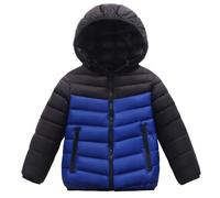 Unisex Kids Winter Jackets Hooded Zip-Up Color Block Puffer Coats with Pockets Children Oversized Padded Quilted Outwear Warm Outdoor Travel Essentials Boys Girls Winter Coats for 9-10 11-12 Kids