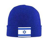 Unisex Knitted Beanie Hat with Israel Flag Print,Lightweight Warm Stretchy Acrylic Winter Hat for Men and Women,Blue