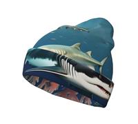 Unisex Knitted Hat â€“ Winter Beanie with Sharks Under The sea Print, Warm Skull Cap, Perfect for Outdoor and Travel Black