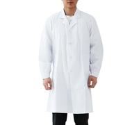 Unisex Lab Coats Laboratory White Coat Unisex Cotton Polyester Scientist Lab Doctor Workwear Uniform Chemistry Laboratory Coat Costume with Pockets Fancy Dress Labcoat for Cosplay School Student