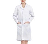 Unisex Lab Coats Laboratory White Coat Unisex Cotton Polyester Scientist Lab Doctor Workwear Uniform Chemistry Laboratory Coat Costume with Pockets Fancy Dress Labcoat for Cosplay School Student