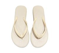 Unisex Ladies Mens Summer Beach Flip Flops Wide Size lip On Slippers Classic Flat Flip Flops Lightweight Comfortable Beach Platform Sandals (Beige, 5.5-6)